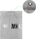 KEEGH Garment Bags for Hanging Clothes 60" (Set of 6) Dress Bags for Gowns Long Dress Bags for Closet Storage with Zipper and Eye-Hole for Folding for Suit Coats Dresses, Grey