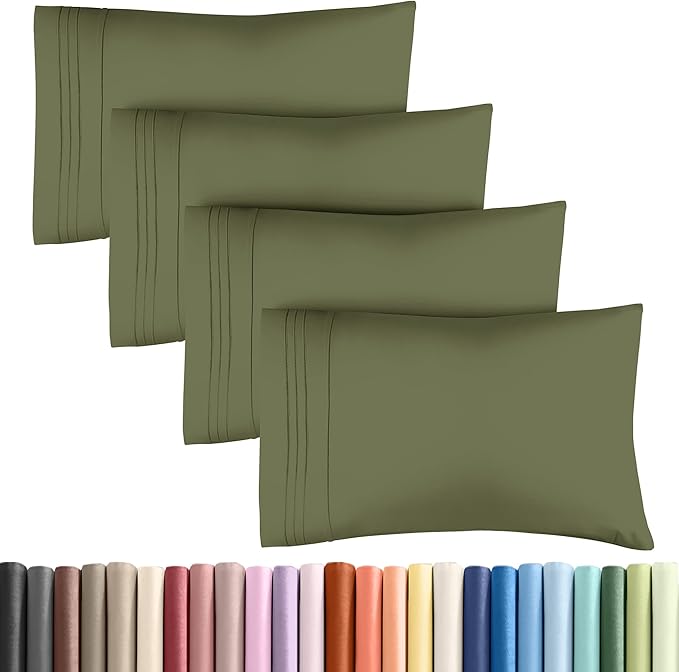 Pillowcases - Ultra Soft Hotel Quality Pillowcase Covers - Comfy, Cozy & Wrinkle Free - Shrinkage and Fade Resistant - Machine Washable Pillow Protectors - (King, Sage Green, 4 Piece Set)