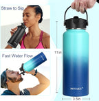 Water Bottle Insulated 32oz 40oz 64oz 128oz Straw Lid Spout Lid & 3 Lids, Leak Proof, Vacuum Insulated,Stainless Steel Water Bottle Wide Mouth for Sports, Gym or Office