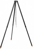Camping Tripod for Cooking Five-Section Adjustable Campfire Tripod with Adjustable Suspension Chain Suitable for Camping, Campfire,Dutch Oven,Outdoor BBQ (Black)