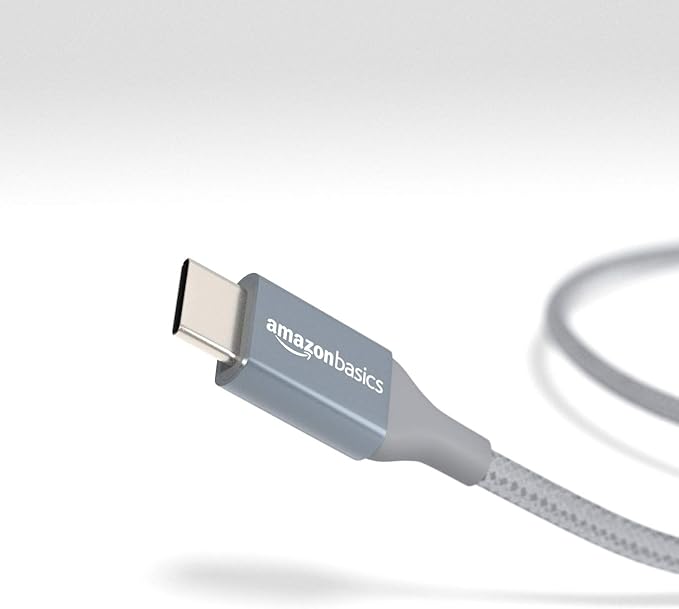 Amazon Basics Nylon Braided USB-C to USB-A 2.0 Fast Charging Cable, 480Mbps Speed, USB-IF Certified, Charge and Sync, for Apple iPhone 16/15, iPad, Samsung Galaxy, Tablets, Laptops, 3 Foot, Dark Grey