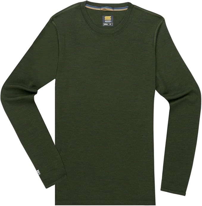 MERIWOOL Mens Base Layer - 100% Merino Wool Midweight Long Sleeve Thermal Shirt