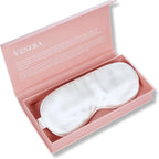Silk Sleep Mask - 100% Pure 22 Momme Mulberry Silk Eye Sleeping Mask for Women and Men - Blackout Eye Mask for Sleeping (White)
