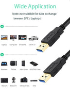 XBOHJOE USB 3.0 Male to Male Cable 1.5FTUSB Type A Male to A Male Cord 5 Gbps Double USB a to USB a Cable Compatible with Hard Drive Cooling Fan/pad DVD Player and More (Black, 1.5FT)