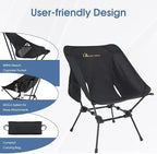 MOON LENCE Portable Camping Chair, Backpacking Chair, Ultralight & Compact, 330 lbs Capacity, for Outdoor Camp, Travel, Beach, Picnic, Hiking (Black)