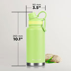 ThermoProof Double-Walled Vacuum Insulated Stainless Steel Water Bottle - Wide Mouth, Spout & Straw Lids, Dishwasher Safe, Reusable, Leakproof, Hot & Cold for Men, Women & Kids - 32oz, Fresh Mint