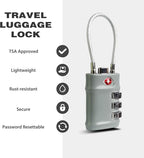 Suitcase Locks TSA Approved, Small Combination Cable Padlock, TSA Locks for Luggage, Combo Padlocks with Code for Backpack Zipper, Gym Locker, Ammo Can, Guitar Gun Case, Box (Black+Gray)