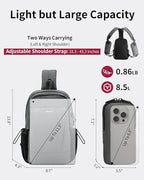 ECOHUB Crossbody Bags for Women Men, Anti-Theft RFID Blocking Roomy Sling Backpack with Sturdy SBS Zippers Water Resistant Chest Shoulder Bag Daypack with 9 Pockets Travel Hiking, Grey