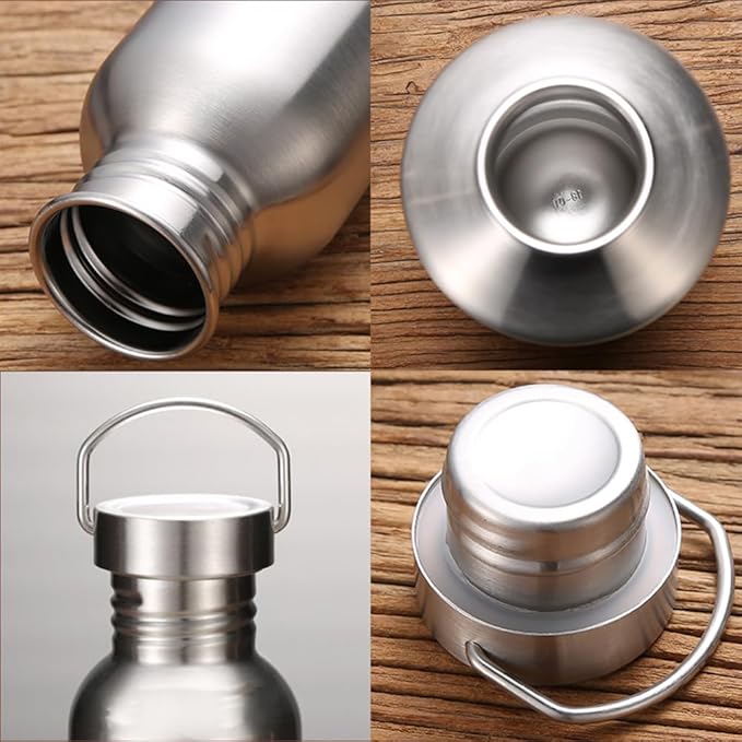 Stainless Steel Water Bottle Single Wall Metal Bottle Large Camping Water Cup with Handle Wide Mouth Leak Proof Lightweight Sports Kettle Cup (51 oz)