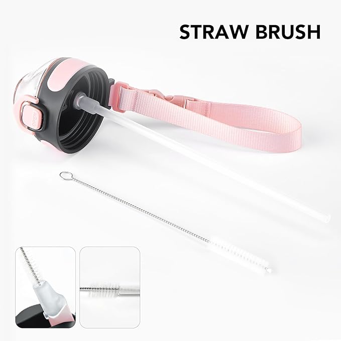 Enerbone 32 oz Insulated Water Bottle, Stainless Steel Bottle with Carrying Strap, Double-Wall Vacuum Insulation Design, Leakproof Sports Bottle with Straw, Keep Drinks Cold or Hot for Hours