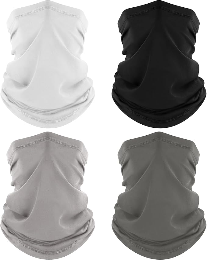 4 Pack Neck Gaiter, Cooling Breathable Face Mask UV Protection Scarf Hiking Bandana for Men/Women