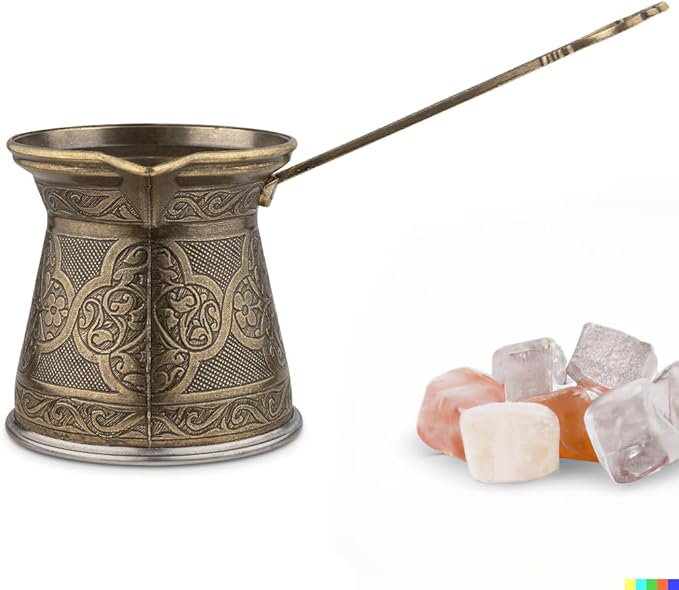 Alisveristime Authentic Turkish Coffee Pot, Handmade Cezve/Ibrik, 4-Inch Width, 4-Inch Height - 20.28 Ounce Enhance Your Coffee Experience Now! (6 Cup) (Antique Green)