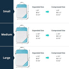 Compression Packing Cubes 6 Set, Compressible Space-Saving Packing Cubes for Travel - Compression Bags, Luggage Organizer, Travel Essentials for Women, Teal