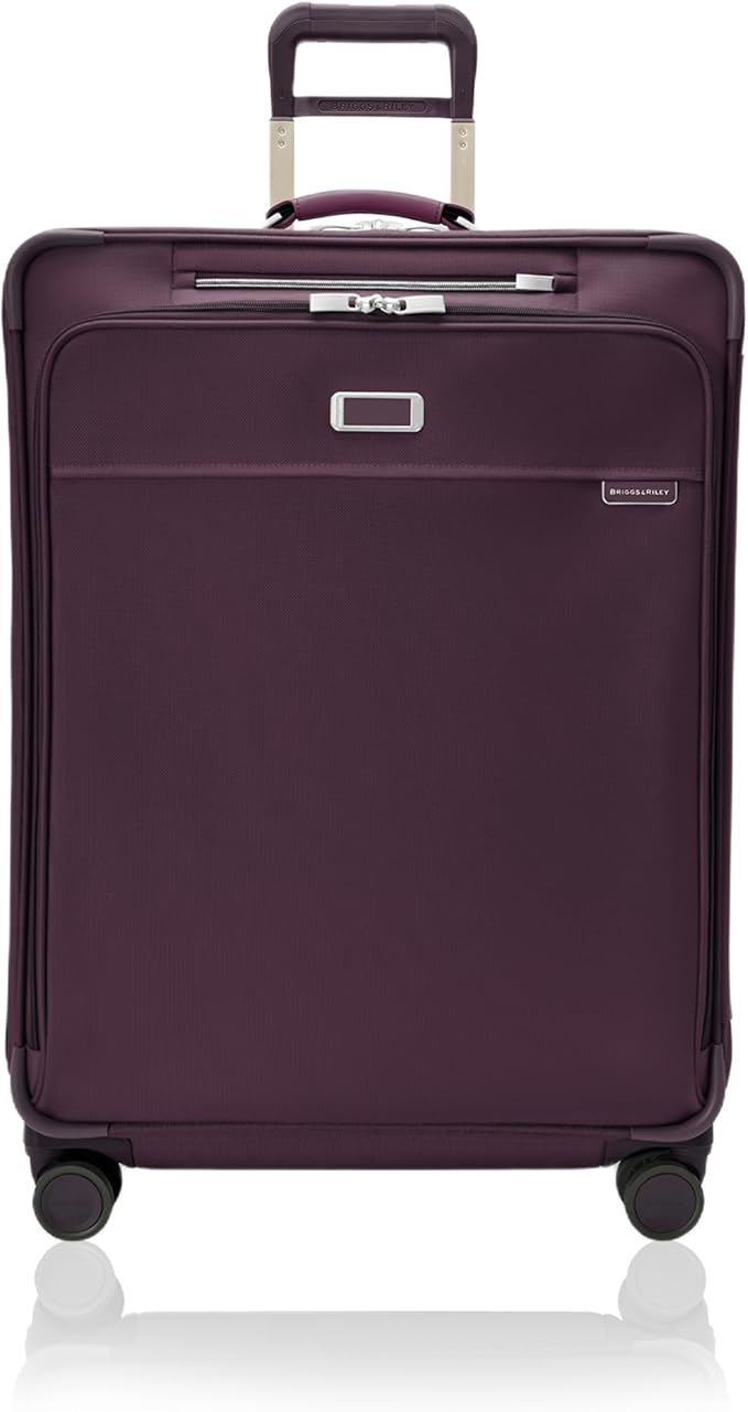 Briggs & Riley 29" Large Expandable Spinner - Checked Luggage for Travel, Suitcases with Wheels, Softside Rolling Bag for Men & Women, Self-Repairing Zipper - Baseline Collection, Plum