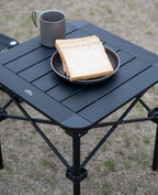 iClimb Lightweight Stable Alu. Folding Square Table Roll Up Top with Carry Bag for Camping Picnic Backyards BBQ Camp Kitchen (Black, S)