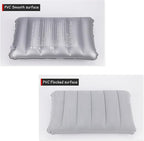 4Pack Ultralight Inflatable Travel Pillow, Small Squared Flocked Fabric Air Pillow for Traveling, Holiday Trip, Hiking, Camping,Napping,Neck Lumbar Support, 16.5 in x 10.5 in (Gray,Blue,Red,Green)