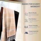 Cotton Turkish Beach Towel with Towels Oversized 36"x72" Pool Absorbent Extra Large Quick Dry Sand Travel Towel (Desert Sand, 4 Pack)