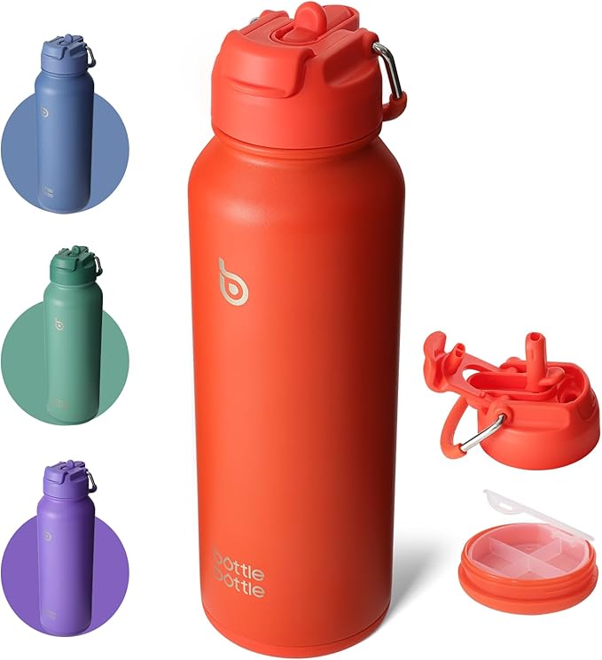 BOTTLE BOTTLE 40 oz sports water bottle stainless steel insulated water bottle with straw and pills holder