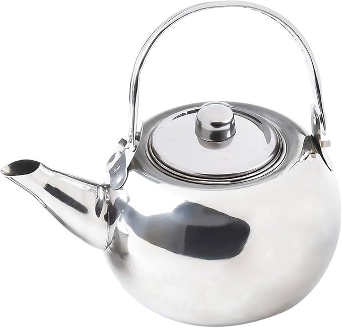 Stainless Steel Tea Kettle, Heat Resistant Handle Stovetop Camping Coffee Pot Water Bottle with Built in Filter for Tea and Beverage Brewing(16cm)