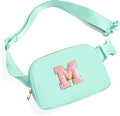 Gitus Belt Bag Fanny Pack Crossbody Bags with Initial Letter Patch Cute Stuff Birthday Gifts for Teenager Girls Trendy Preppy Stuff for Teen Girls Cool Stuff for Teens (Mint Green-M)