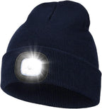 MELASA Unisex Hat with Light, USB Rechargeable Hands Free Headlamp LED Beanie, Winter Gifts for Men Dad Father Husband Him