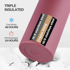 KXIAOCHEN Insulated Water Bottle, Stainless Steel Water Bottle, 2 Lids (Straw and Handle Lid),Wide Mouth Metal Water Bottles Keep Hot and Cold, Double Walled, Thermo Mug, Metal Canteen