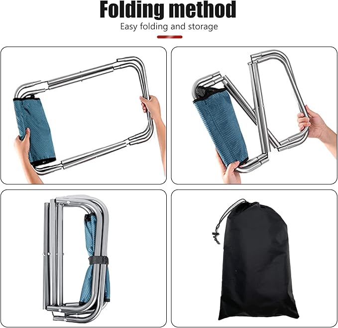 Portable Folding Stool, Camping Stool Mini Size Mortable Stool (Large-Blue)