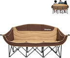 KingCamp Double Camping Chair, Oversized Heavy Duty Loveseat for Adults Portable Folding XL 2 Person Couch Padded Comfortable Two Seat with Cup Holder for Outdoor Lawn Backyard