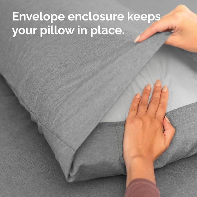 Pillowcases - Ultra Soft Hotel Quality Pillowcase Covers - Comfy, Cozy & Wrinkle Free - Shrinkage and Fade Resistant - Machine Washable Pillow Protectors - (Queen, Heathered Grey, 4 Piece Set)