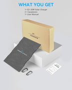 Ecosonique 30W Portable Solar Charger Foldable Solar Panels with USB C USB A Fast Charging Waterproof for Camping Backpacking Compatible with Cell Phone, iPhone, iPad, Samsung Galaxy, LG, Power Banks