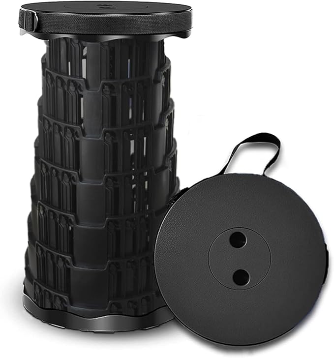 Upgraded Camp Chair,Portable Folding Stool,Folding Camp Chair,Collapsible Stool,Retractable Seat or Foot Rest,Foldable Camping Stool for Outdoor Fishing Hiking Gardening Travel BBQ -Max 400lbs (Black)