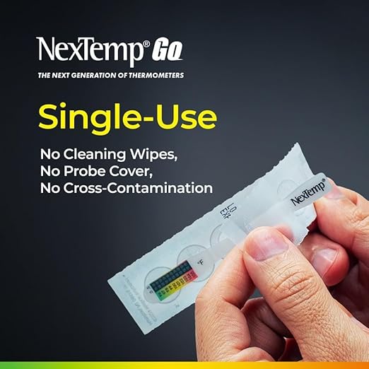 NexTemp® Go - Ready When You are - Single-Use Disposable Thermometers - Results in Seconds, for Work, Home, & Travel, Celsius, 24-Pack