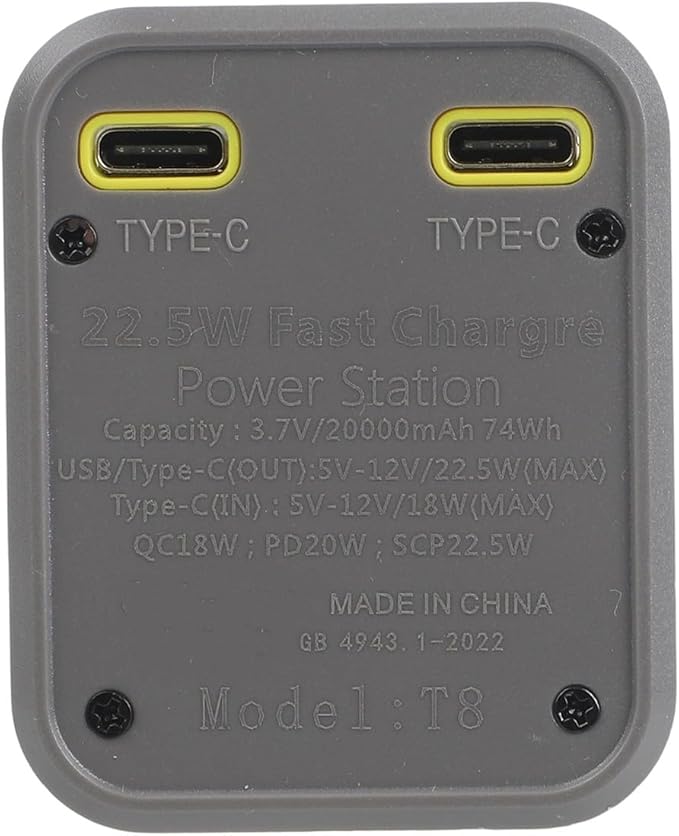Solder-Free Portable Power Bank Case Transparent DIY Battery Box for 8x18650 Cells 22.5W 45W Fast Charging with Multi-Protection Circuit ABS Housing(yellow 22.5W)