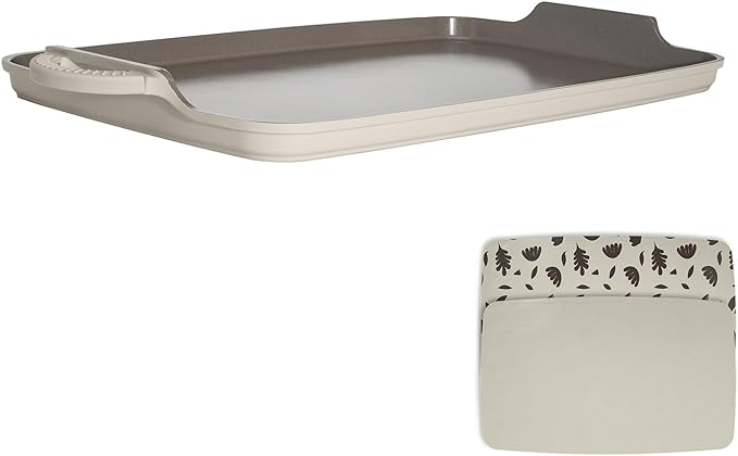 Goodful All-in-One Double Burner Griddle, Ceramic Nonstick, Durable Cast Aluminum, Oven Safe and Dishwasher Safe, Made without PFAS, PFOA, PFOS & PTFE, 18-Inch x 11-Inch, Linen
