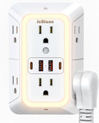 Wall Outlet Extender with Night Light, Power Plug Adapter Multi Plug Outlet Surge Protector with 4 USB Charging Ports (2 USB C), Adapter Spaced Outlets for Home Travel Office