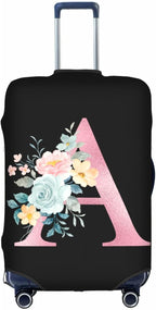 A Alphabet Design Custom Travel Luggage Cover Tag Set TSA Approved Vintage Letter Print Suitcase Protector Men Women (S 18-21 Inch Luggage)