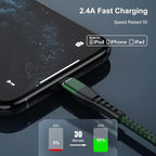 Essri for Phone Charger Cord 3FT 2Pack,USB to Lighting Cable 3 Feet, Nylon Braided Long Charging Cable 3 Foot Compatible with iPhone 14/13/12/11/X/XS/XR/16/Pad - Green