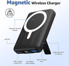 Azmuth Magnetic Wireless Power Bank 10000mAh, 15W Portable Charger Compatible with MagSafe for iPhone 17/16/15/14/13/12 Series Built-in Stand LED Display 20W PD USB-C 22.5W USB-A Black