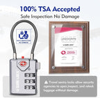 SURE LOCK TSA Approved Combination Luggage Locks with Open Alert Indicator – Durable Zinc Alloy Cable Travel Locks with Large Easy-Read Dials for Suitcases, Backpacks & Gym Bags(Grey 4 Pack)
