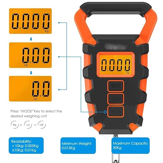 Portable Luggage Scale, 50KG Digital Fishing Scale with Ruler Portable Travel Luggage Weighing Scale Digital Fishing Scale Kitchen Food Scale