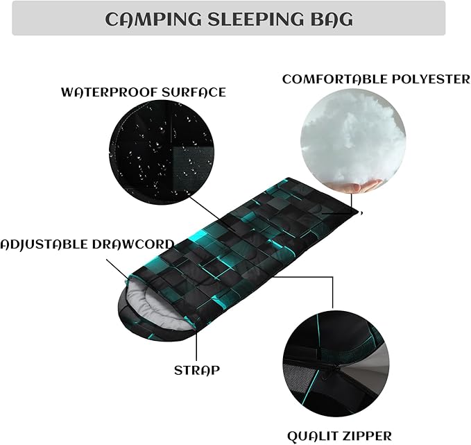 Sleeping Bags for Adults and Kids Backpacking Camping Sleeping Bags for Girls and Boys Lightweight Waterproof Cold/Warm Sleeping Bag for All Season