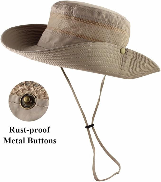 CAMOLAND Mens Fishing Hat Wide Large Brim Sun Hat with Outdoor UV Protection