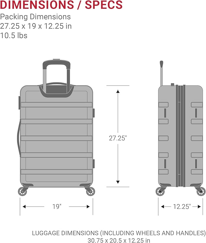 SwissGear 7366 Signature Hardside Expandable Luggage with Spinner Wheels, TSA Lock, White, Checked-Large 27-Inch