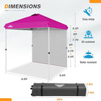 EAGLE PEAK Pop Up Canopy Tent with 1 Sidewall, Easy Setup Event Tent, Outdoor Sun Shade, Wheeled Carry Bag, Stakes and Guy Ropes, Instant Canopy 6.6x6.6, Pink