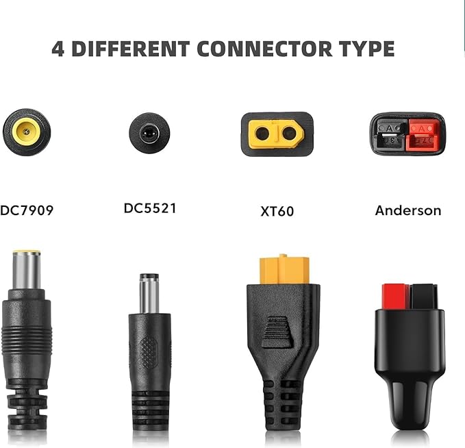Universal 4-in-1 Solar Connector Kit, 16 AWG to Anderson XT60 DC7909 DC5521 Solar Extension Cable Solar Adapter Cable Compatable for Solar Panel & Most Solar Power Staion (2M/6.6Ft)