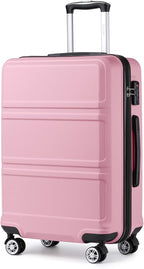 Kono 24 Inch Luggage Suitcase Lightweight with Spinner Wheels TSA Lock Hardside Medium Checked Luggage Durable Rolling Suitcase Pink