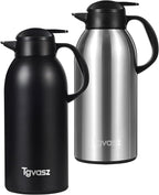 2 PCS Thermal Coffee Carafe 102 oz / 3L - Up to 36 Hours Hot, Insulated Stainless Steel Airpot for Hot Liquids, Coffee Carafes For Keeping Hot Coffee for Parties -Large Carafe Flask(Black/Silver)
