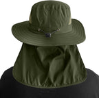 3 Pack Mens UPF 50+ Wide Brim Sun Hat with Neck Flap for Fishing Hiking Garden