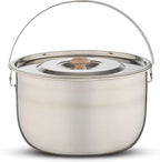 Camping Cookware Set - Compact Stainless Steel Campfire Cooking Pots and Pans | Combo Kit with Travel Tote Bag | Rugged Outdoor Cook Set for Hiking | Barbecues | Beach