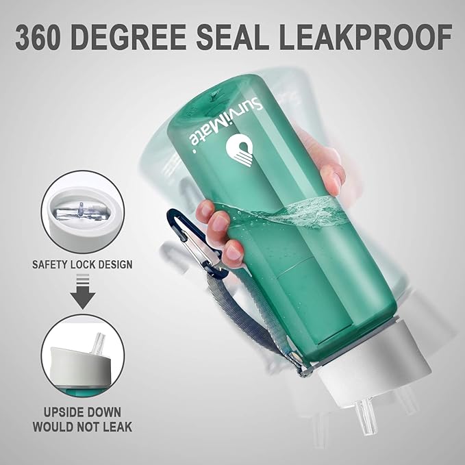SurviMate Purified Water Bottle for Camping, Hiking, Backpacking and Travel, BPA Free with 5-Stage Intergrated Filter Straw